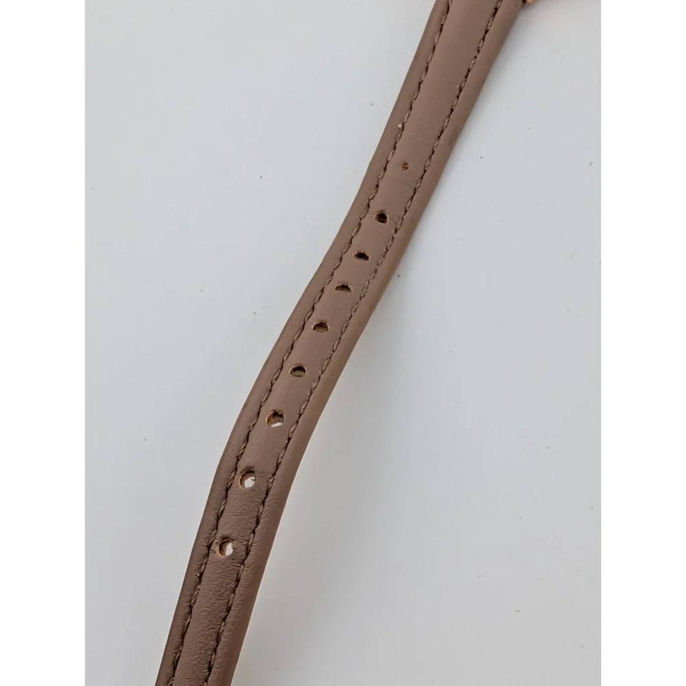 Ellen Tracy Watch Women 22mm Rose Gold Case Beige Faux Leather Band- New Battery